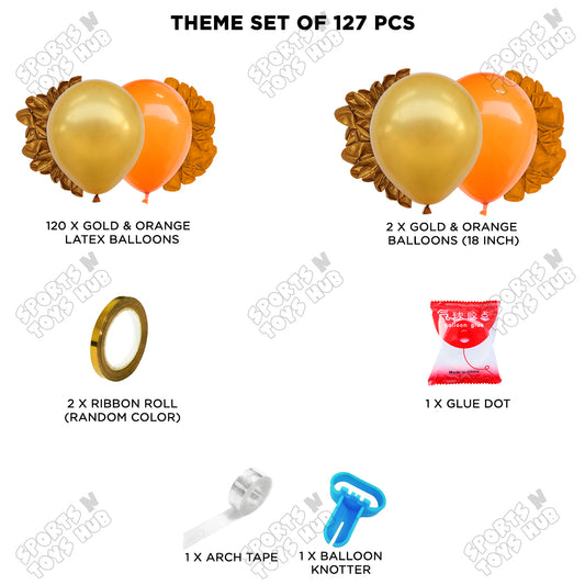 Orange & Gold Balloon Arch Garland Theme Kit – Premium Latex Balloon Decoration Set for Birthday Party