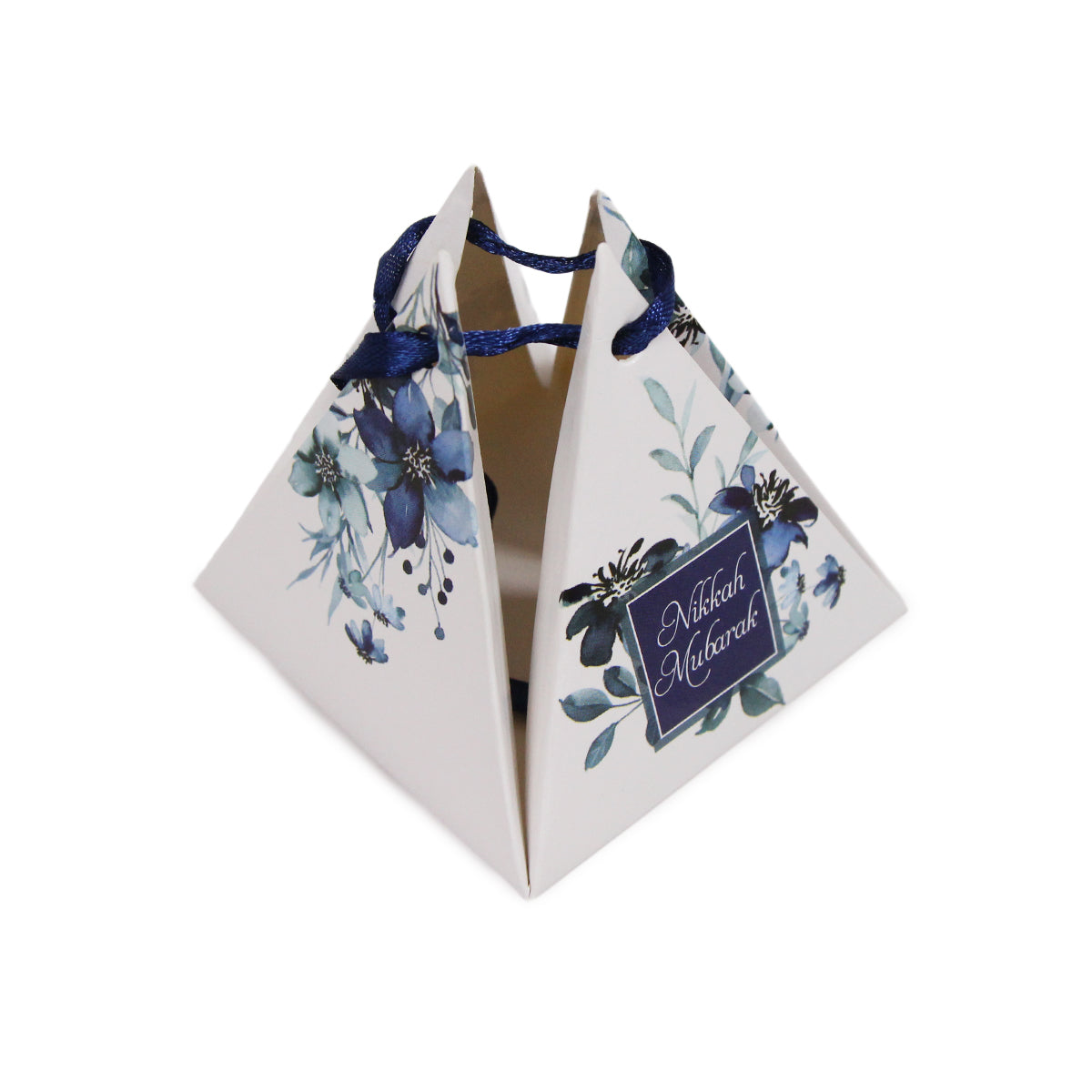 Floral Pyramid Favor Qabool Hai Blue Leaves Print Bid Box