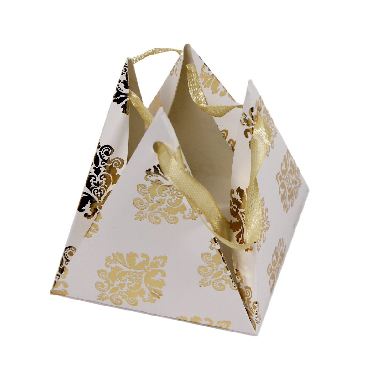 Floral Foil Printed Damask Design Pyramid Favor Bid Box