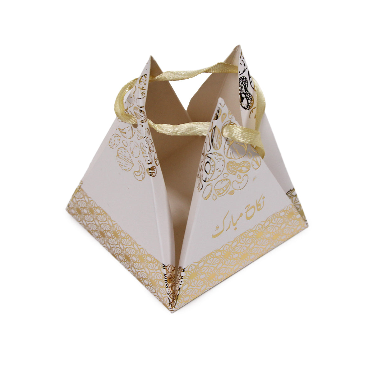 Floral Foil Printed Geometric Design Pyramid Favor Bid Box