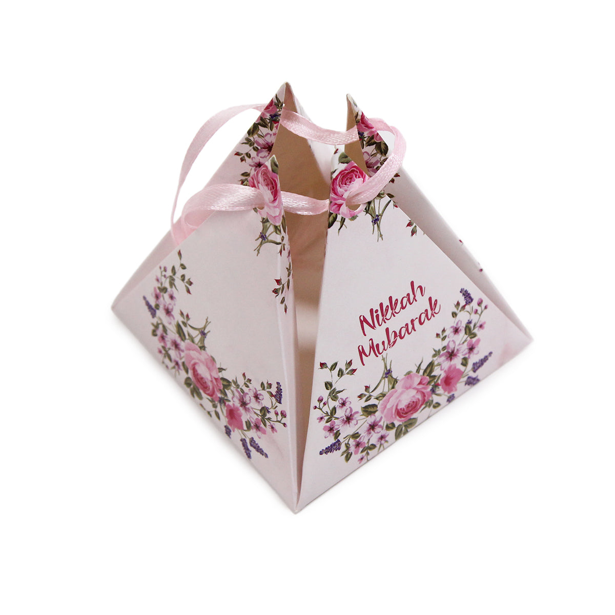 Floral Pyramid Favor Nikkah Mubarak Flower Print Bid Box