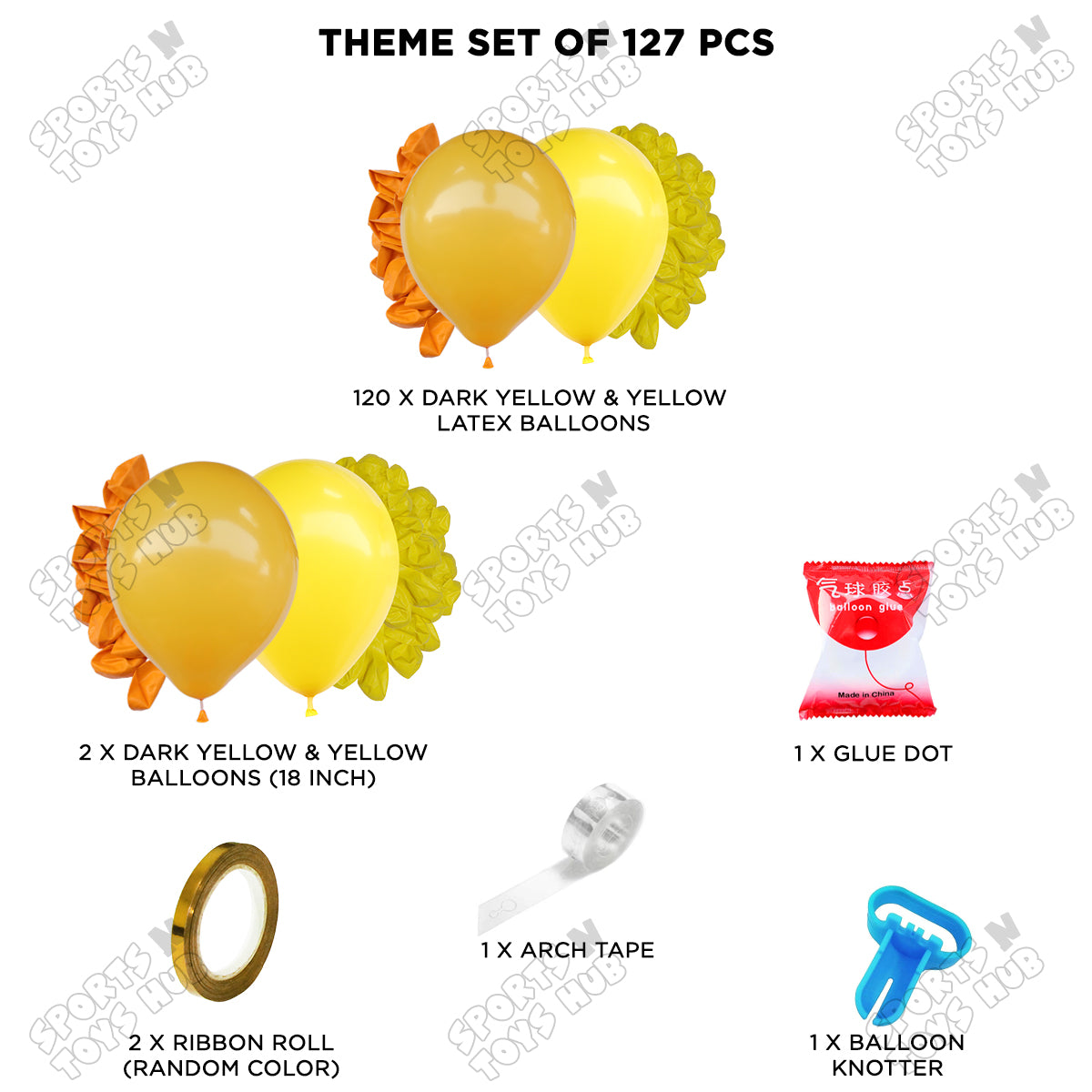 Yellow & Dark Yellow Balloon Arch Garland Theme Kit – Premium Latex Balloon Decoration Set for Birthday Party