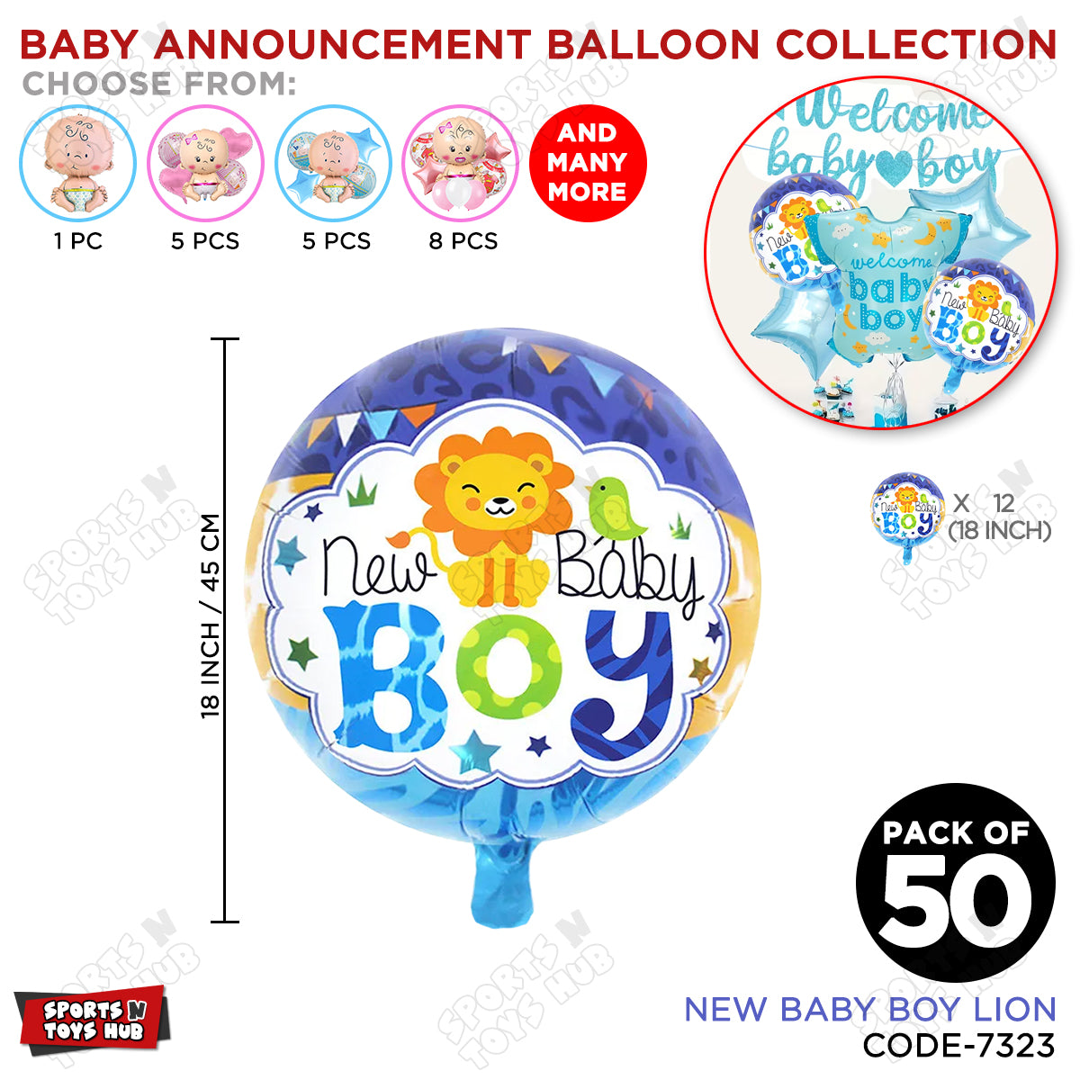 Baby Announcement New Baby Boy Round Foil Balloon