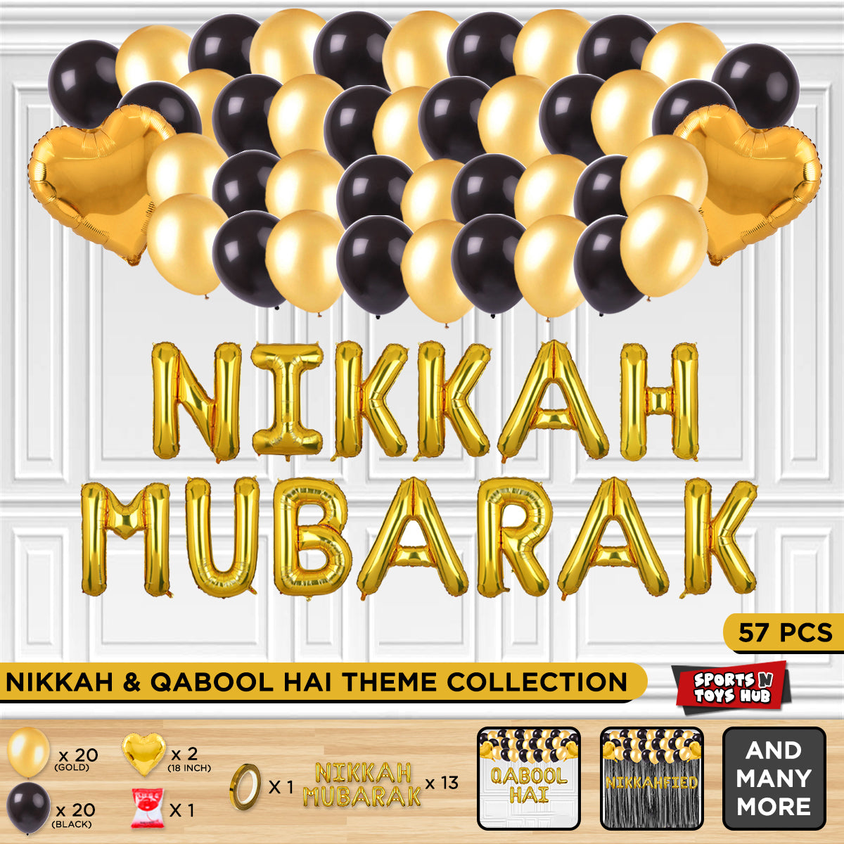 Nikkah Mubarak Foil Letter Theme Without Curtain