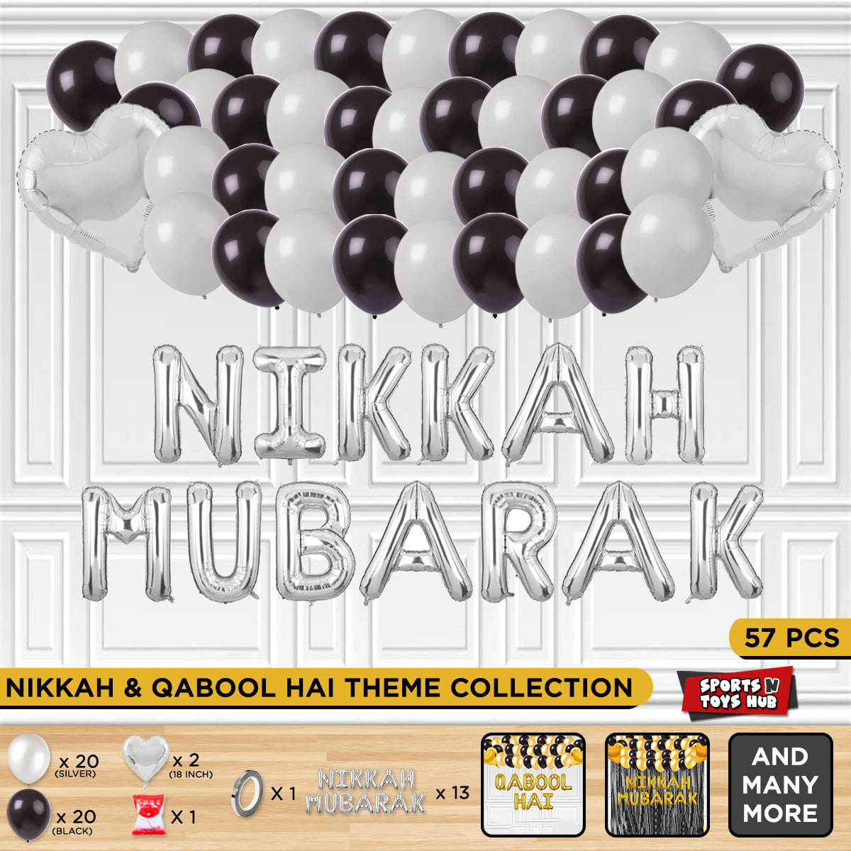 Nikkah Mubarak Foil Letter Theme Without Curtain