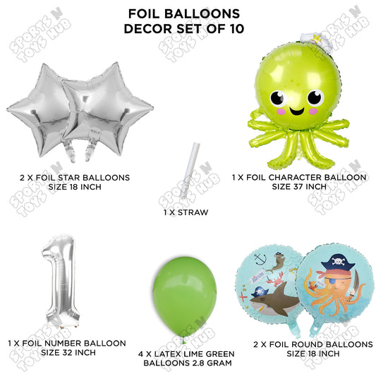 Octopus Foil Balloon Pack Of 10 Set With 32 Inch Foil Number Balloons