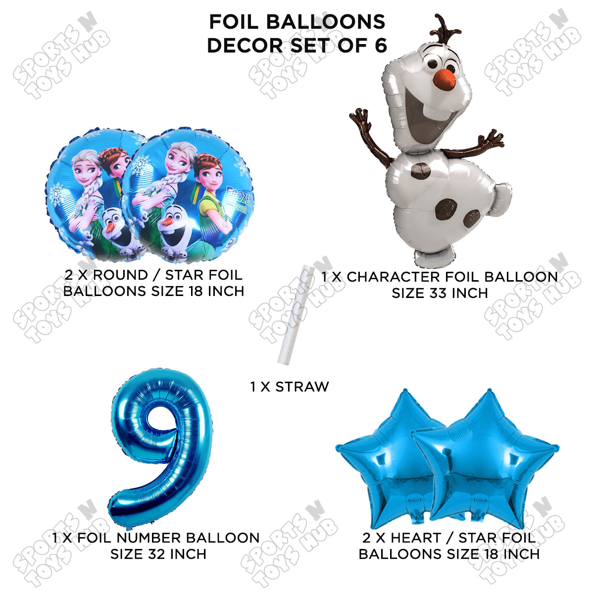 Olaf Fr0zen Foil Balloon Set With Number Collection - Pack Of 6