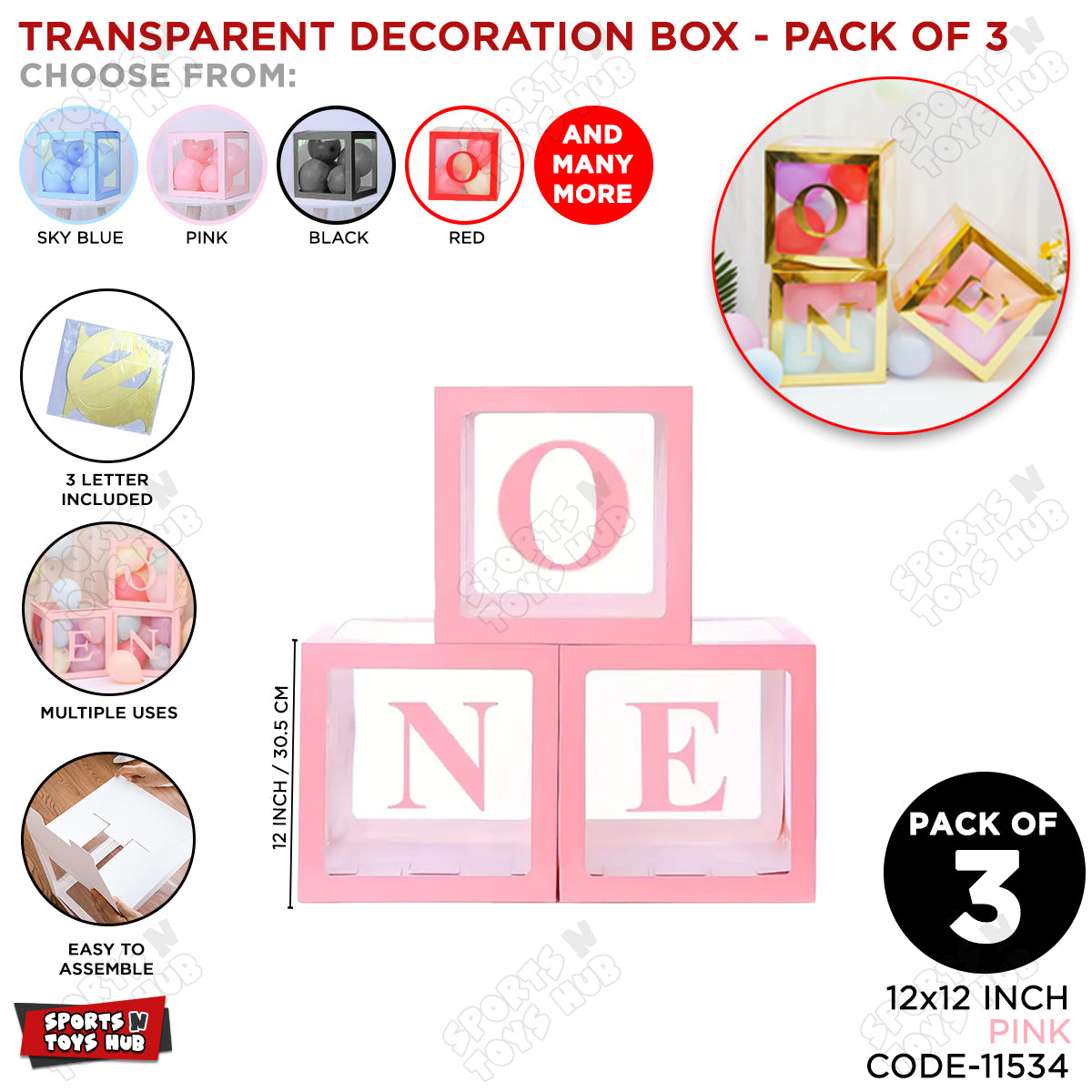 Transparent Decoration Box WIth One Letter For 1st Birthday