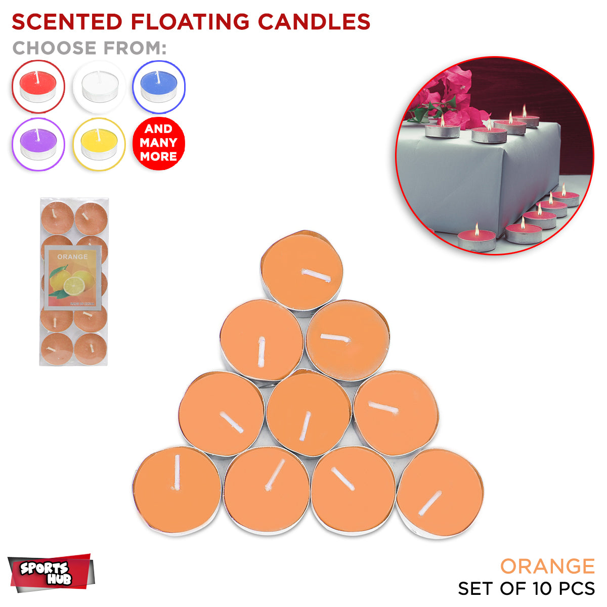 Scented Floating Candles - 10 Pcs