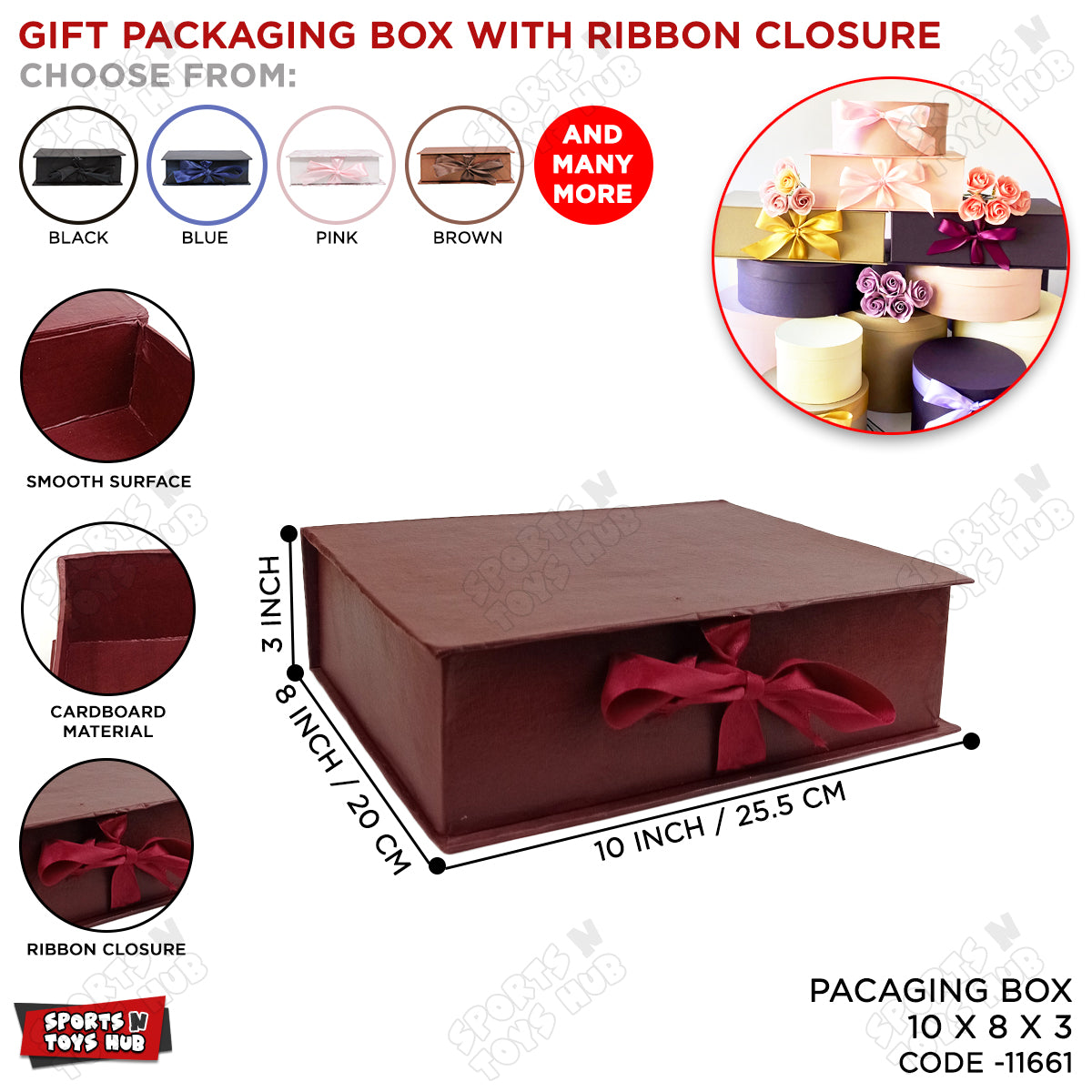 Gift Packaging Box with Ribbon Closure