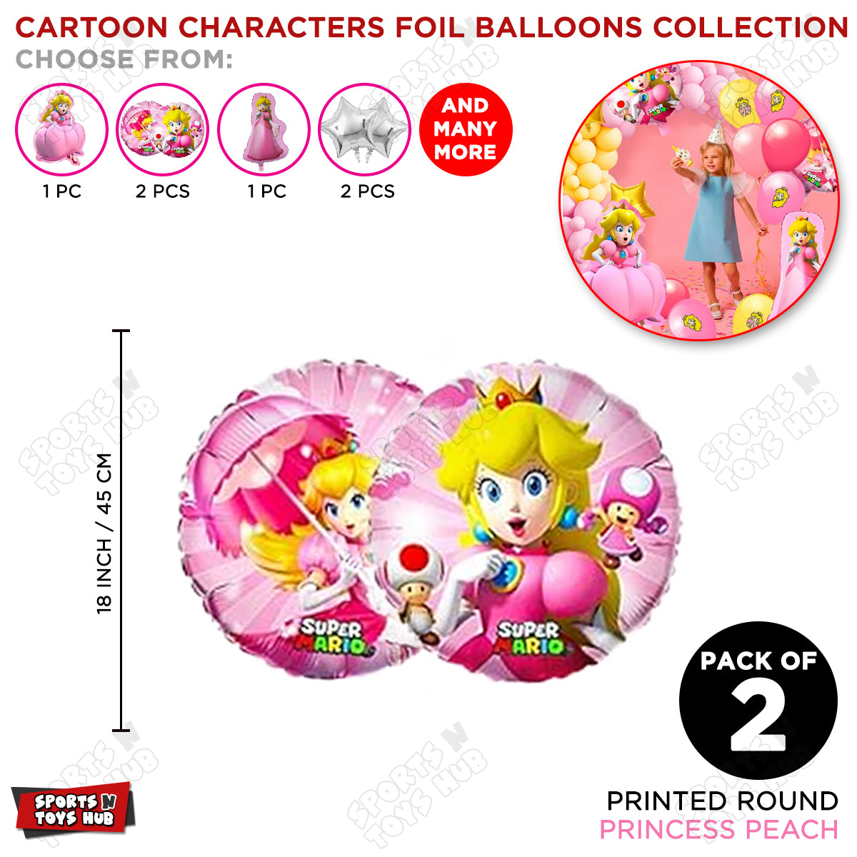 Princess Peach Round Foil Balloon