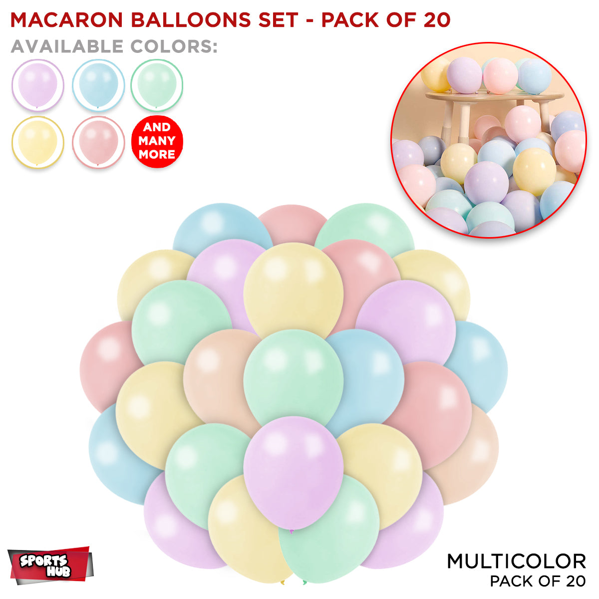 1.5 Gram Macaroon Latex 10 Inch Round Balloons - 20 Pcs