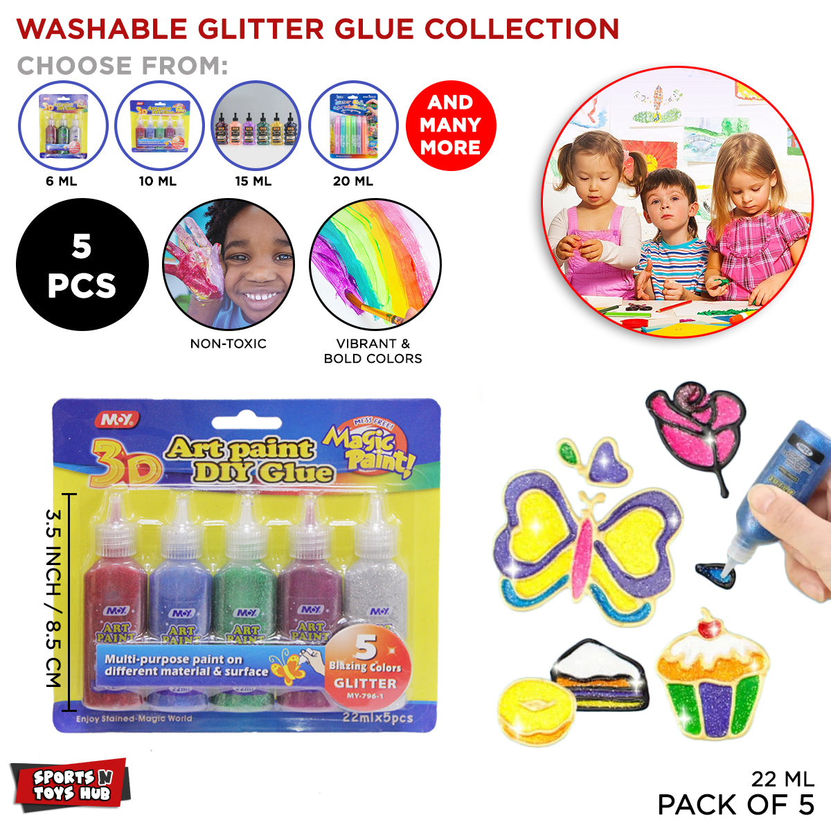 Washable Glitter Glue Collection - 22 ML
