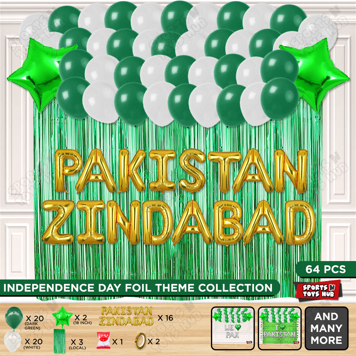 Pakistan Zindabad Foil Letters Theme Collection
