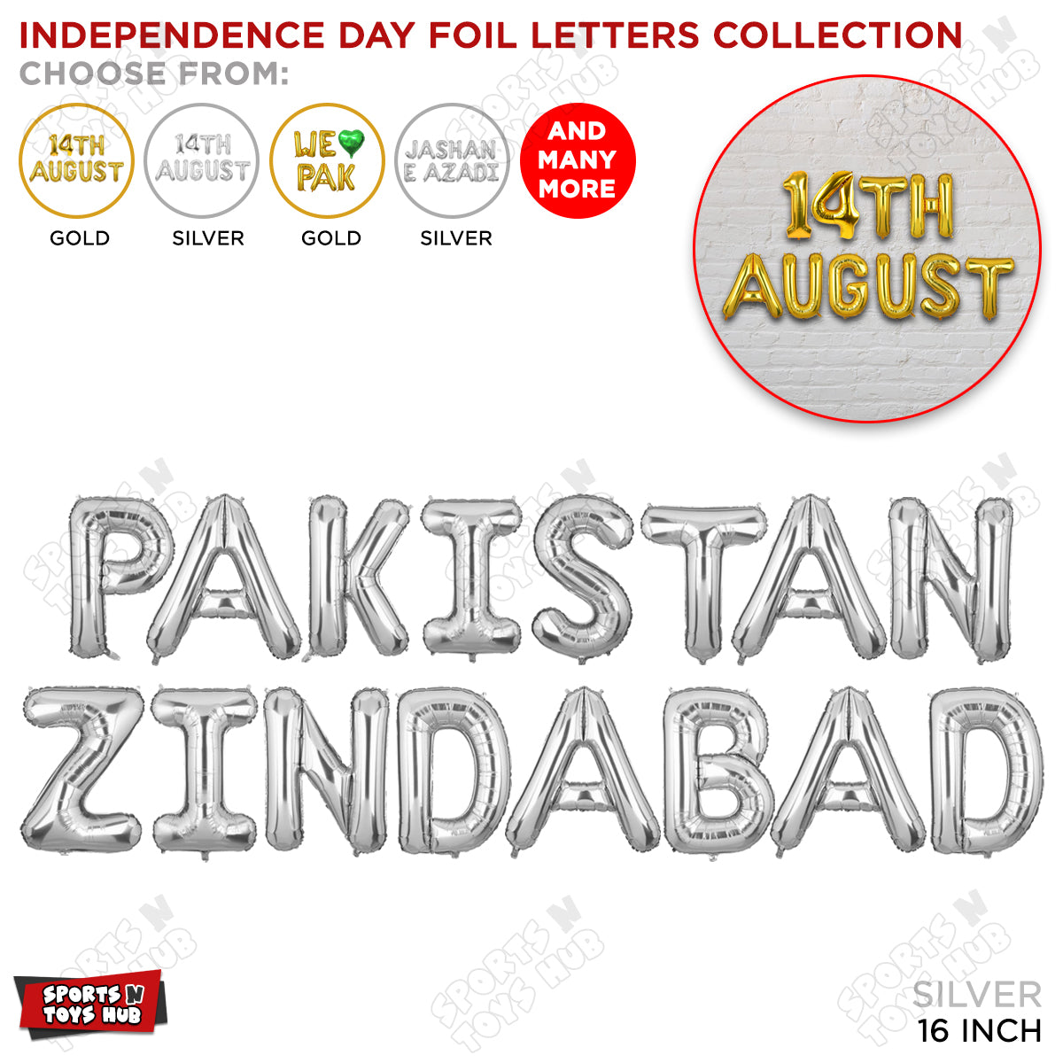 Pakistan Zindabad Foil Letters Balloon