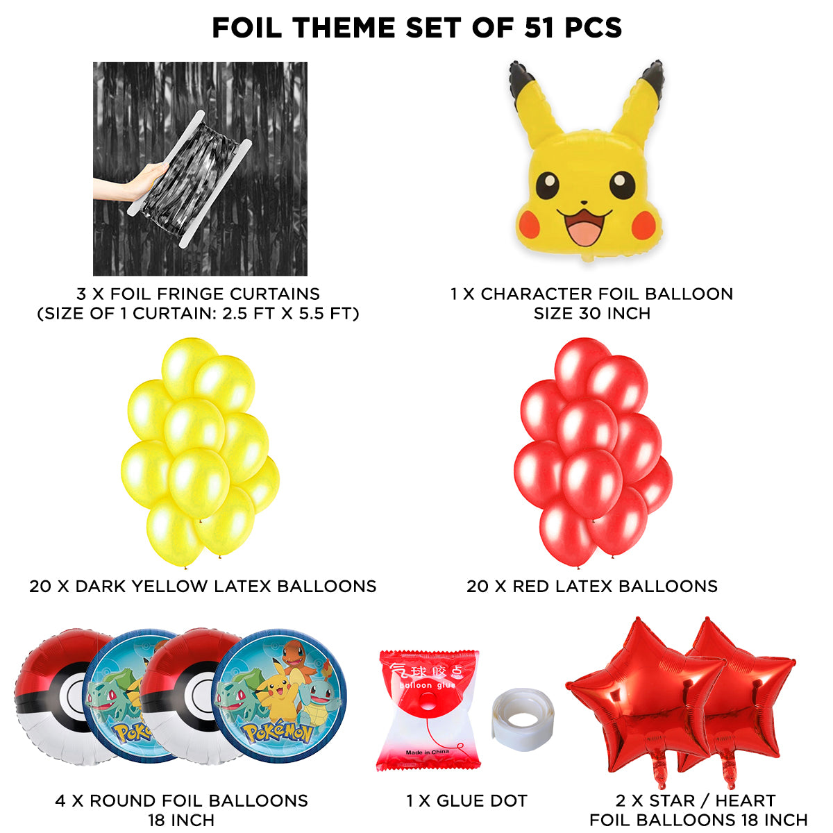 Pika-chu Foil Balloon Theme With Curtain