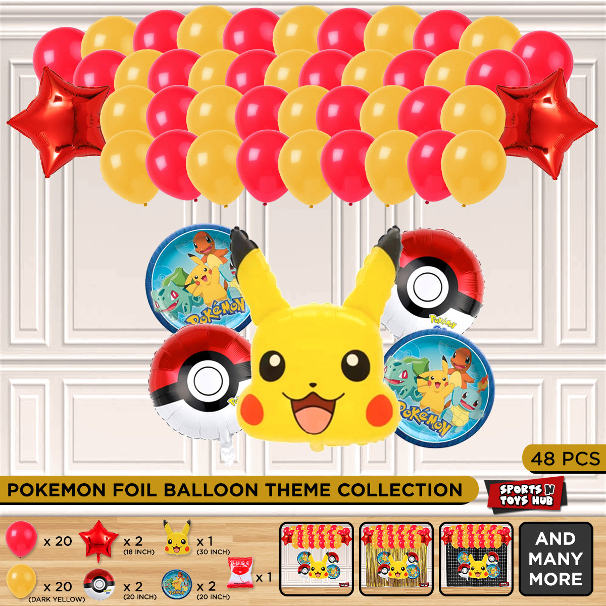 Pika-chu Foil Balloon Theme Without Curtain