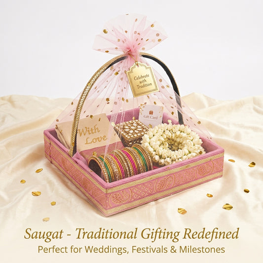 Fancy Net Pink Gift Basket Set