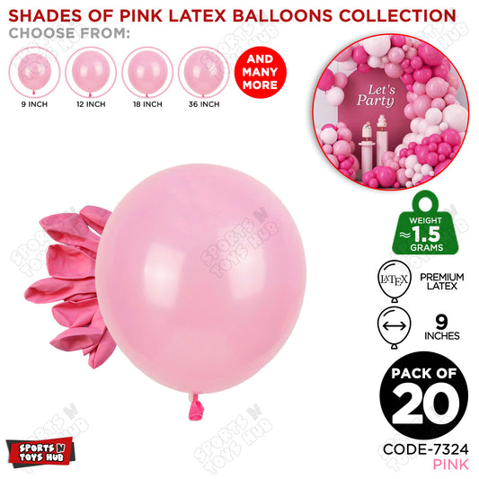 Pink Latex Balloons Available In 9, 12, 18 & 36 Inch Sizes
