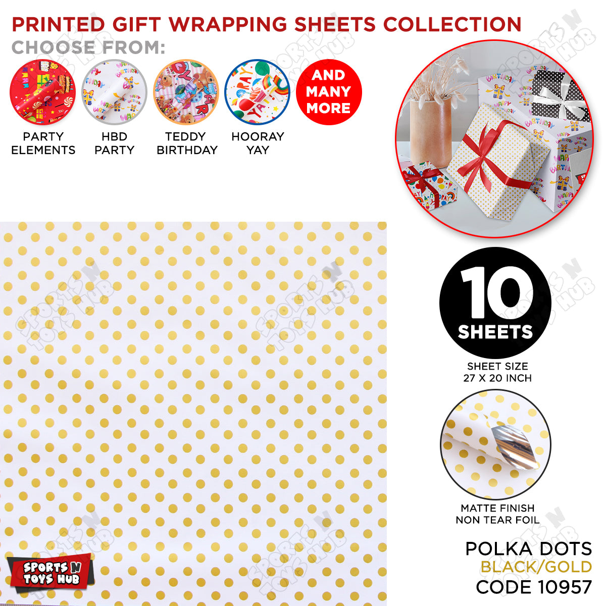 Polka Dot Style Gift Wrapping Paper Sheets