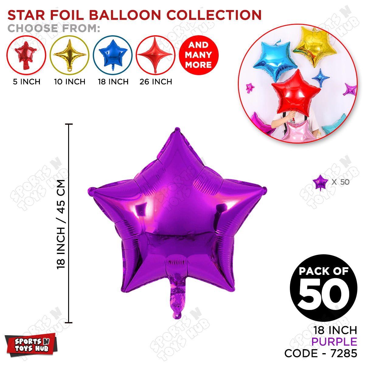 18 Inch - Purple Star Foil Balloon