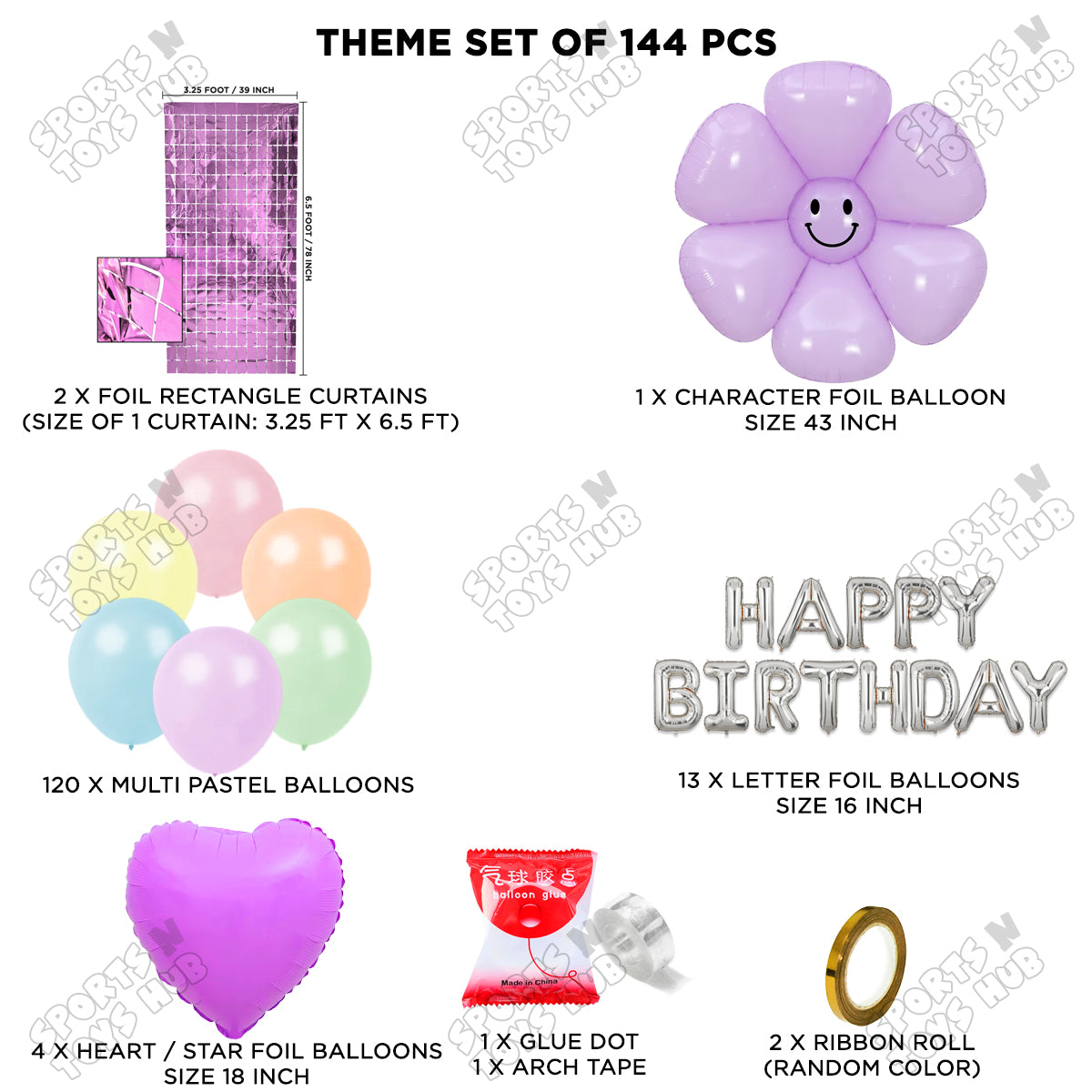 Jumbo Purple Smiley Flower Foil Letter Arch Theme Collection