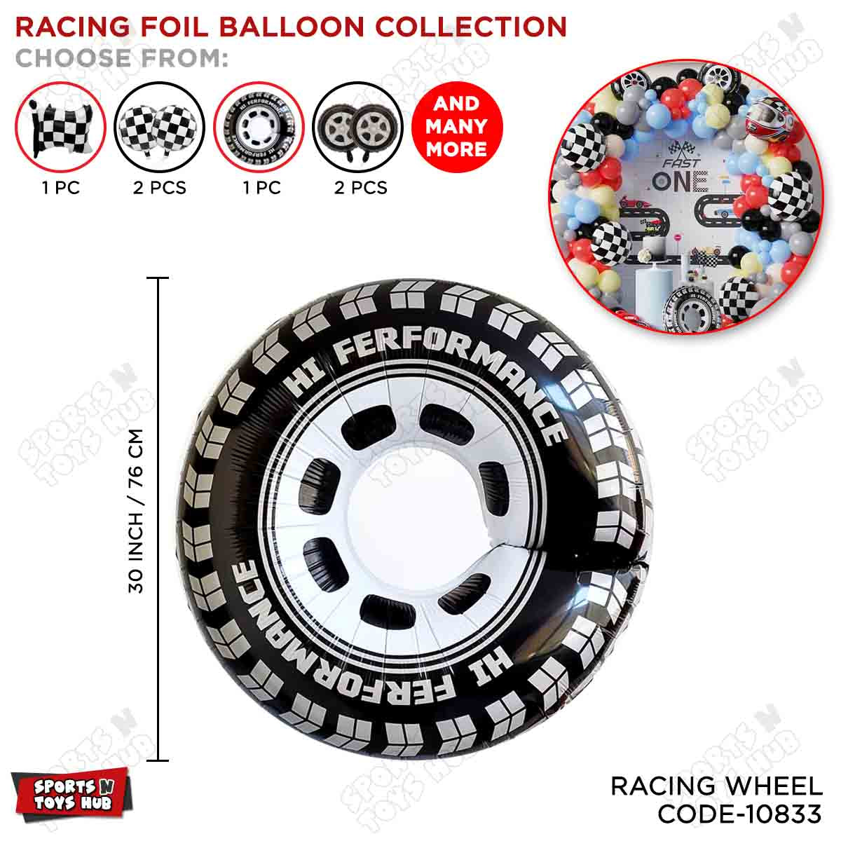 Jumbo Racing Wheel Foil Balloon