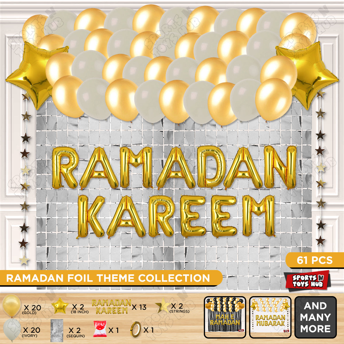 Ramadan Kareem Foil Balloon Rectangle Curtain Theme Collection