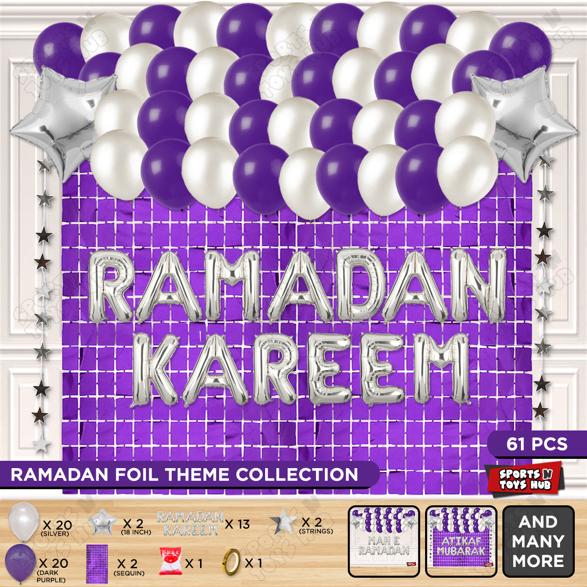 Ramadan Kareem Foil Balloon Rectangle Curtain Theme Collection