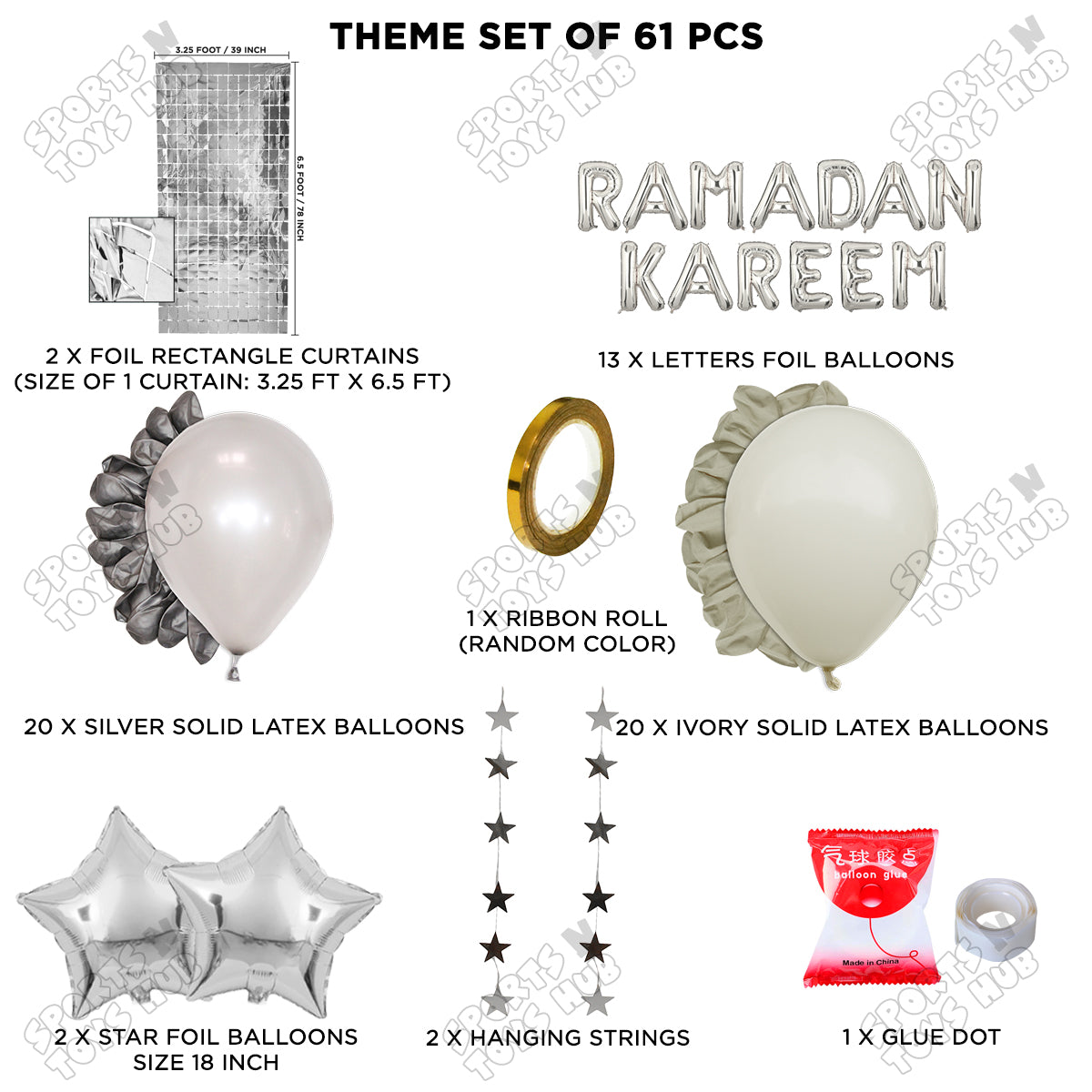 Ramadan Kareem Foil Balloon Rectangle Curtain Theme Collection