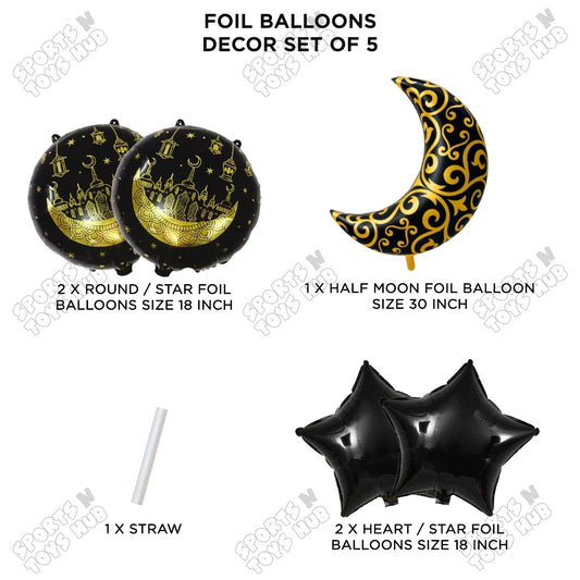 Moon Star Pack Of 5 Foil Balloon Set