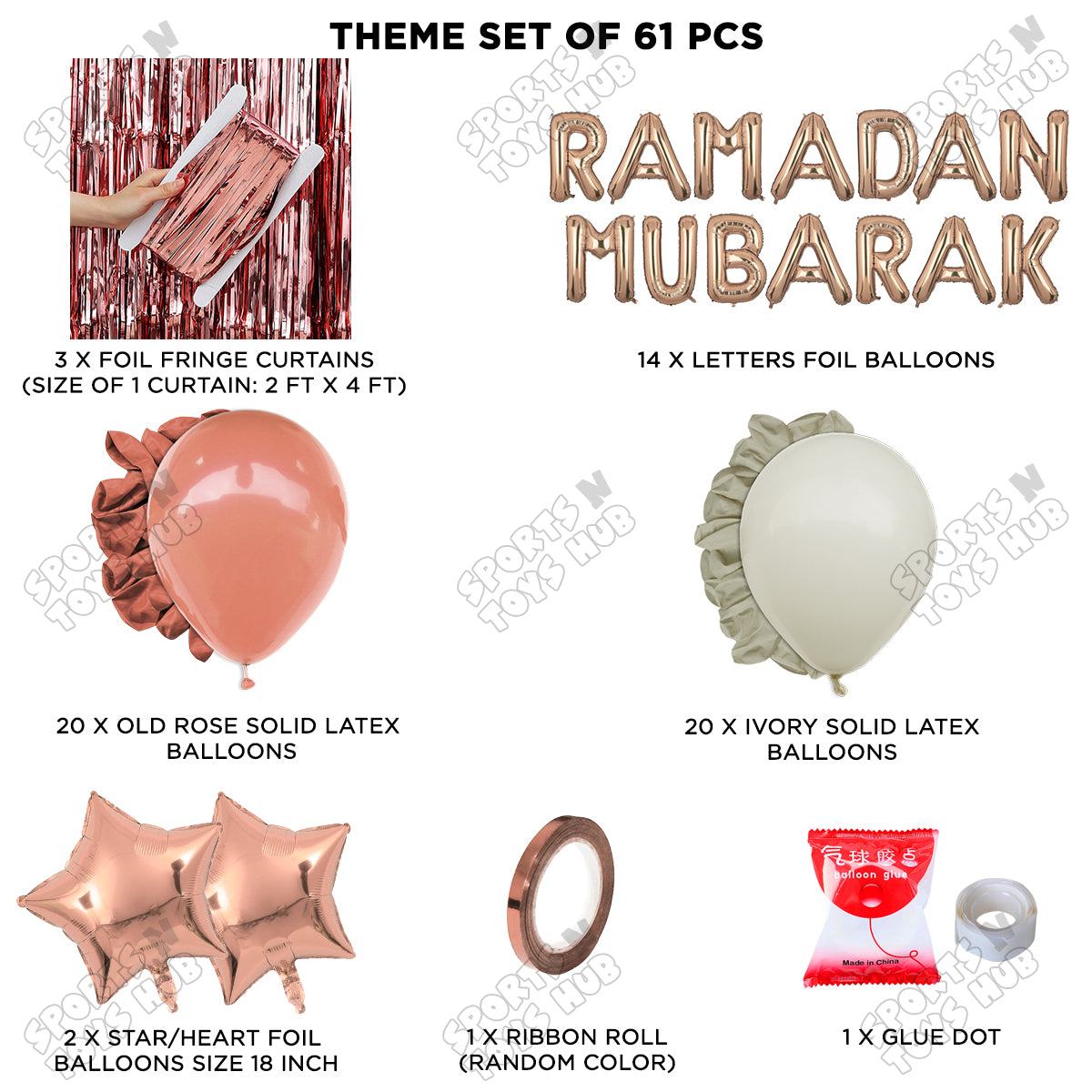 Ramadan Mubarak Foil Balloon Curtain Theme Collection