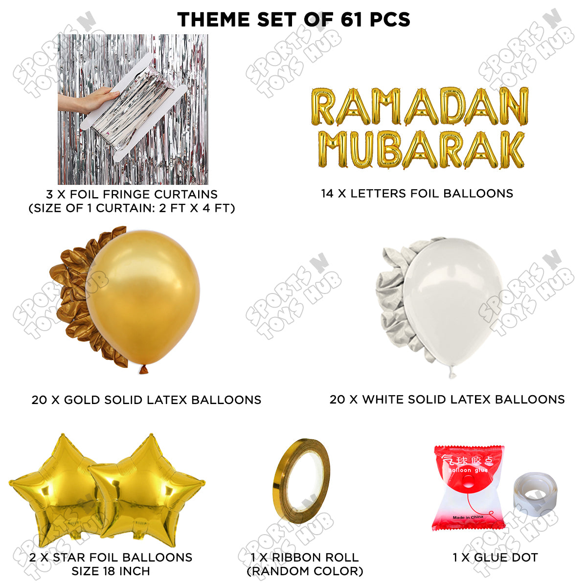 Ramadan Mubarak Foil Balloon Curtain Theme Collection