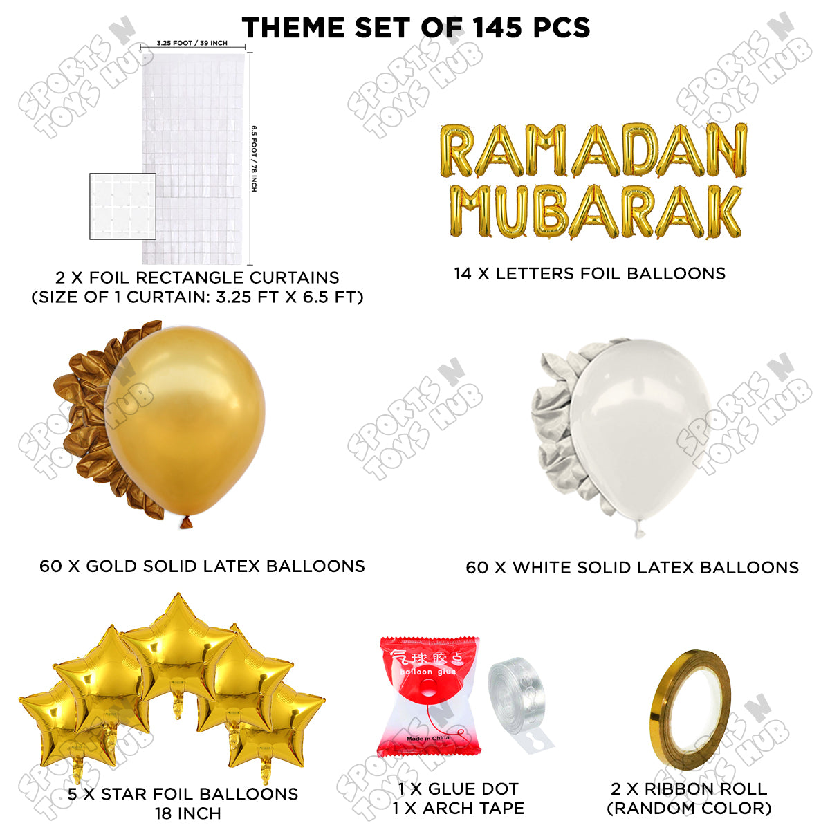 Ramadan Mubarak Foil Balloon Arch Theme Collection