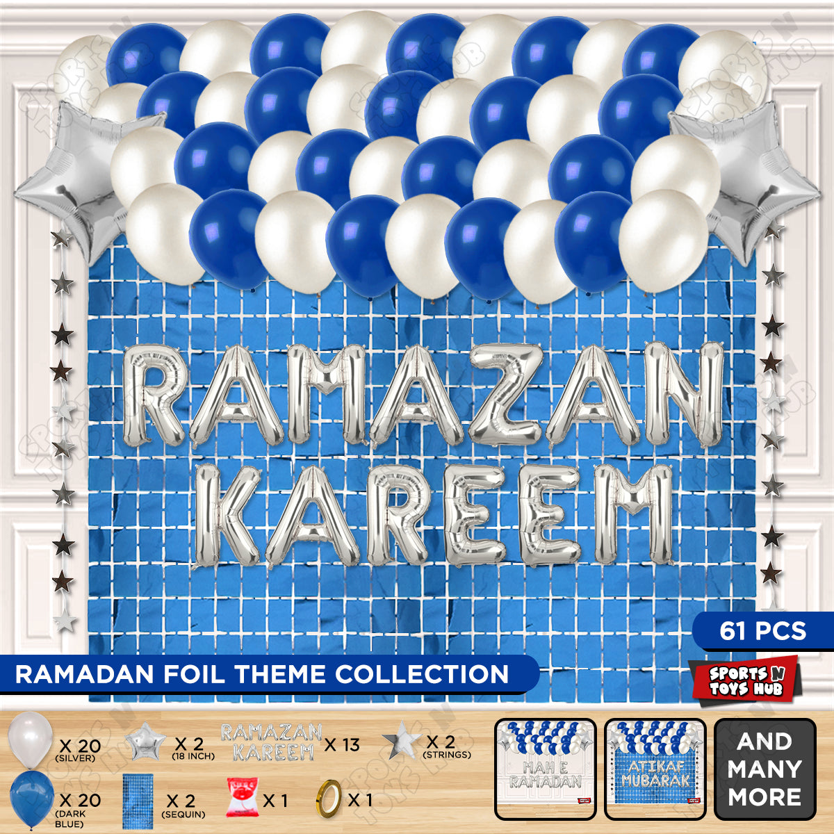 Ramazan Kareem Foil Balloon Rectangle Curtain Theme Collection