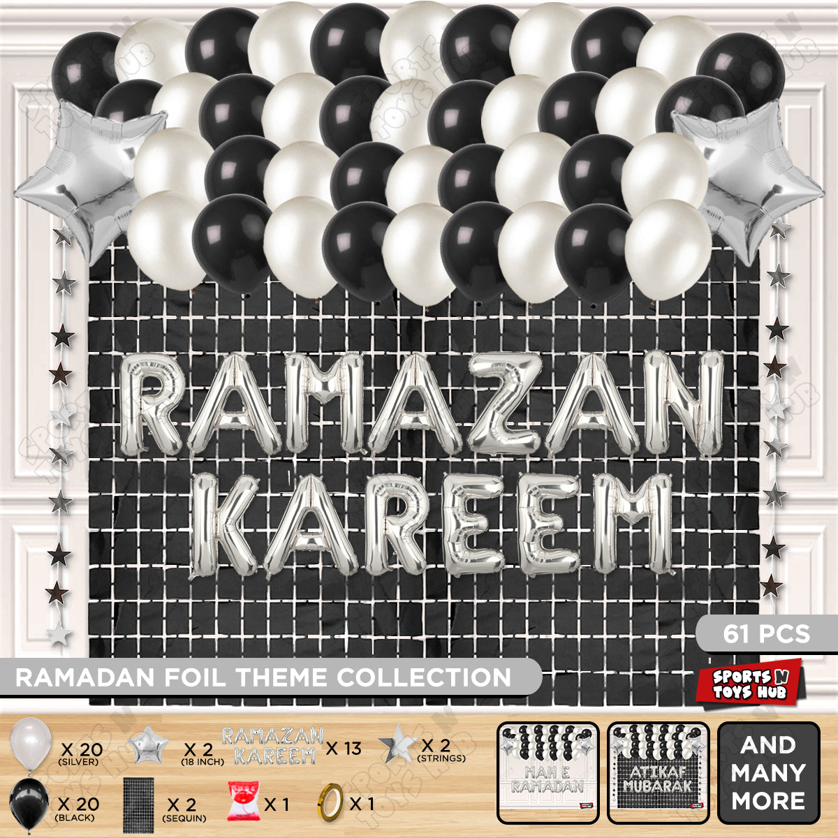 Ramazan Kareem Foil Balloon Rectangle Curtain Theme Collection