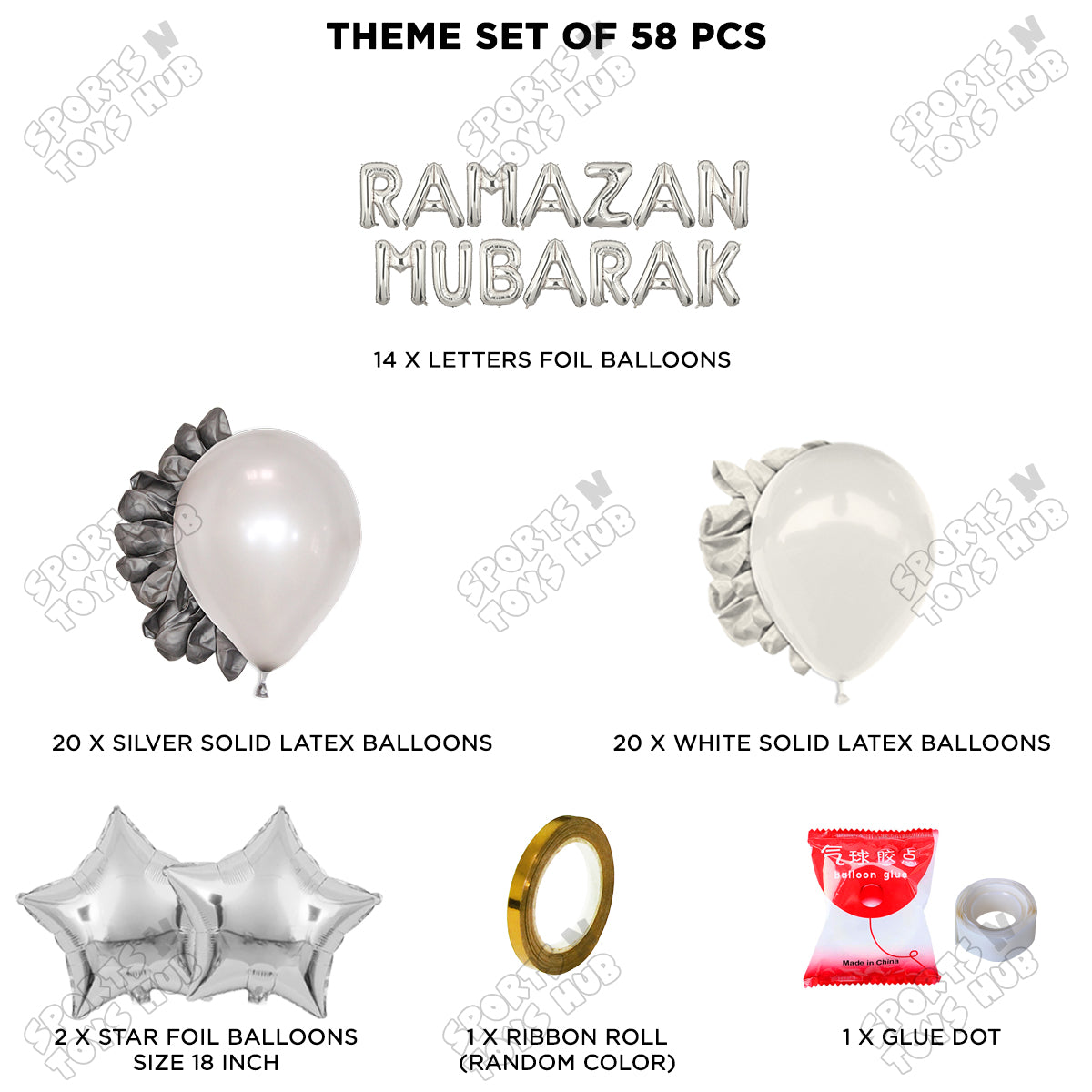Ramazan Mubarak Foil Balloon Garland Theme Collection
