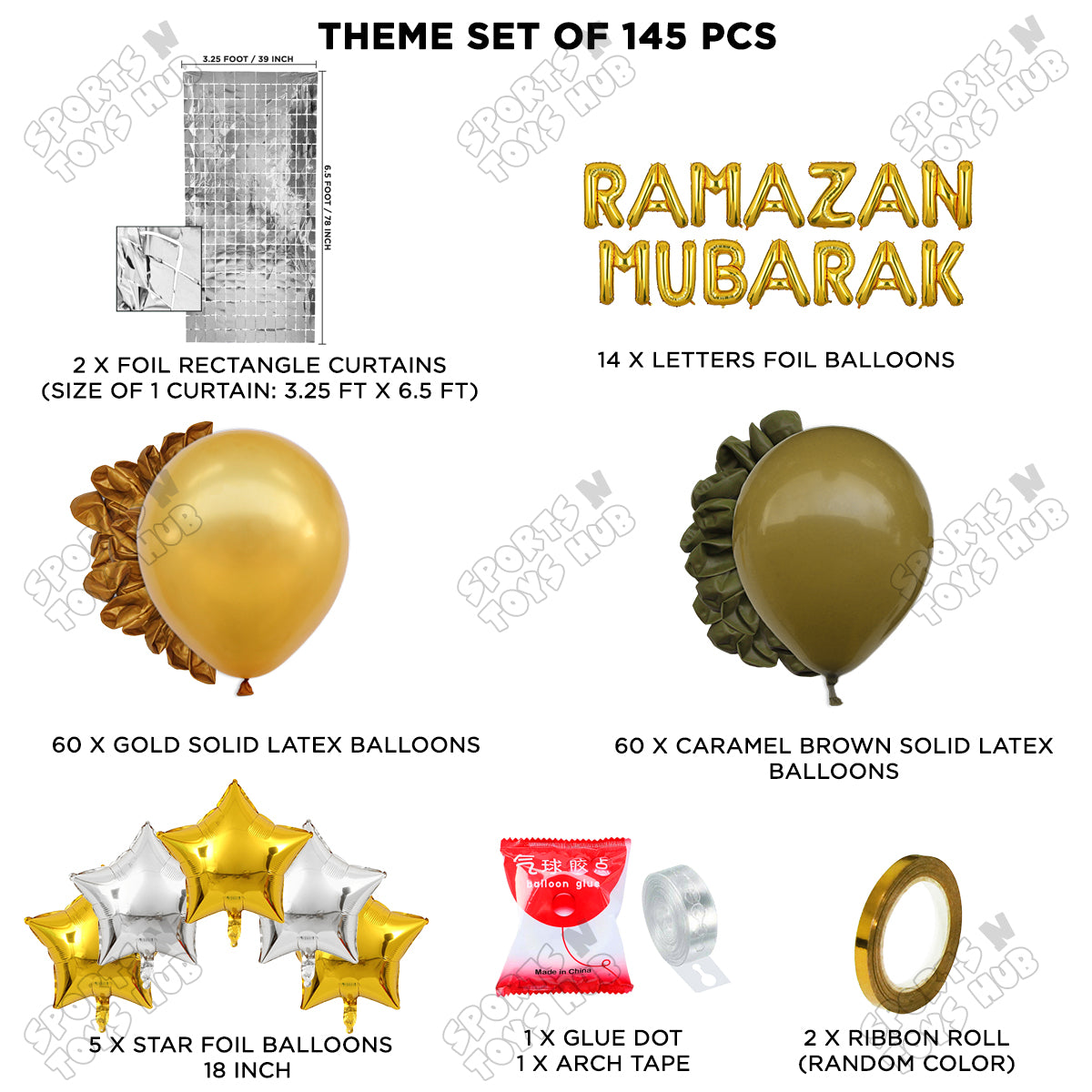 Ramazan Mubarak Foil Balloon Arch Theme Collection