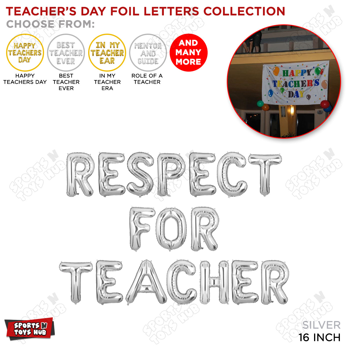 Teacher Day Silver Foil Letters Collection