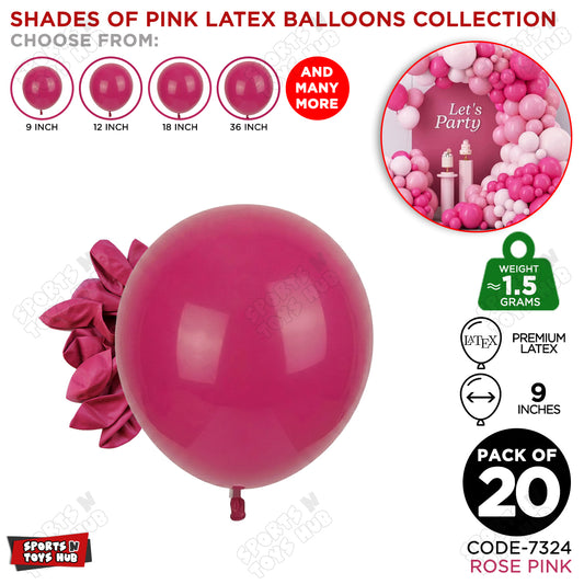 Rose Pink Latex Balloons Available In 9, 12, 18 & 36 Inch Sizes