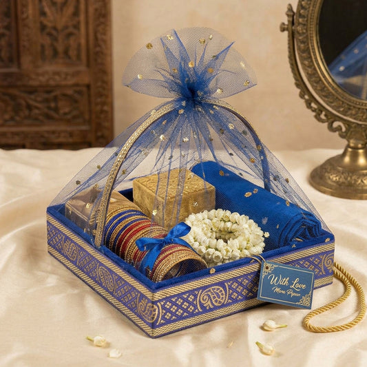Fancy Net Blue Gift Basket Set
