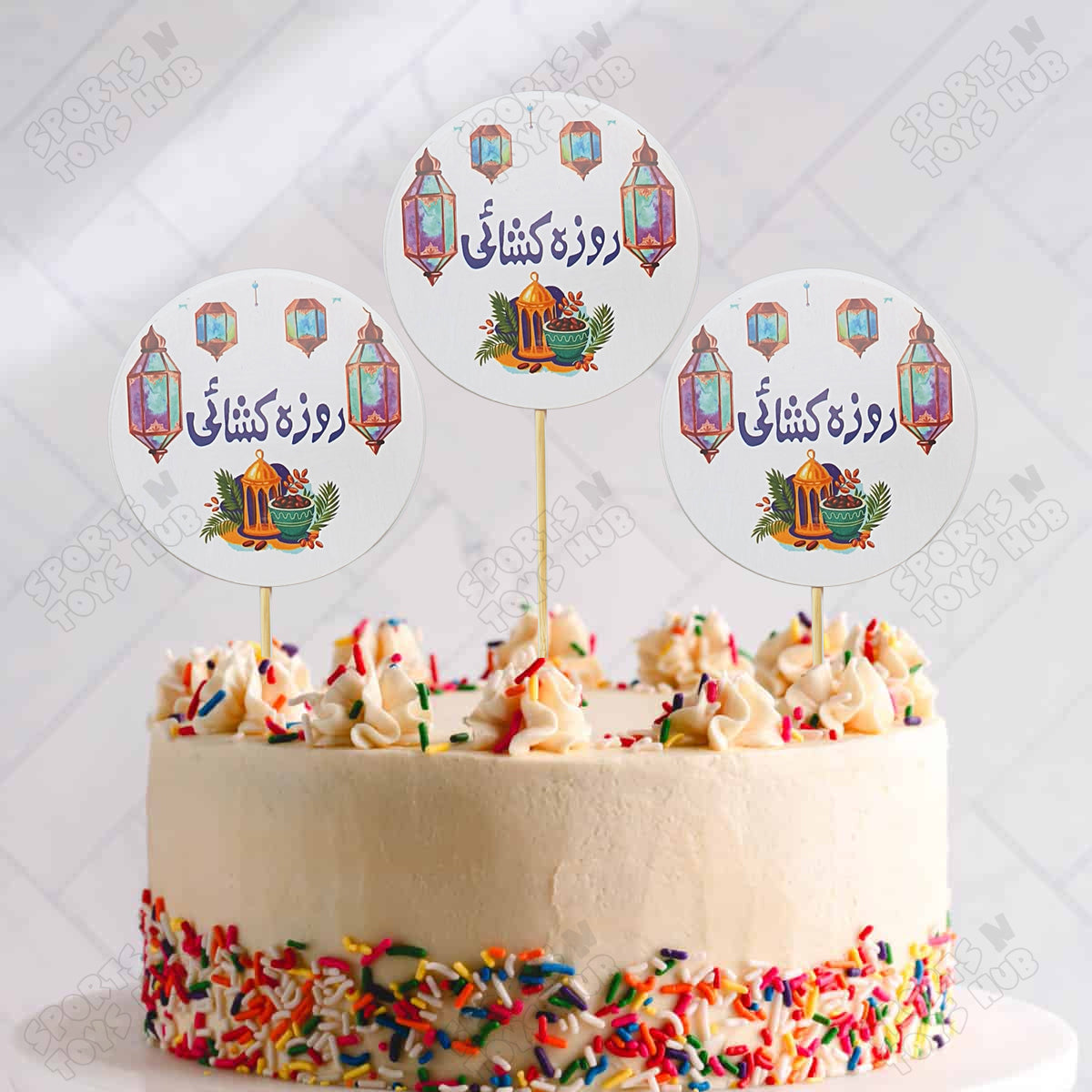 Roza Kushai - Printed Card Sweet & Cup Cake Toppers - 10 Pcs