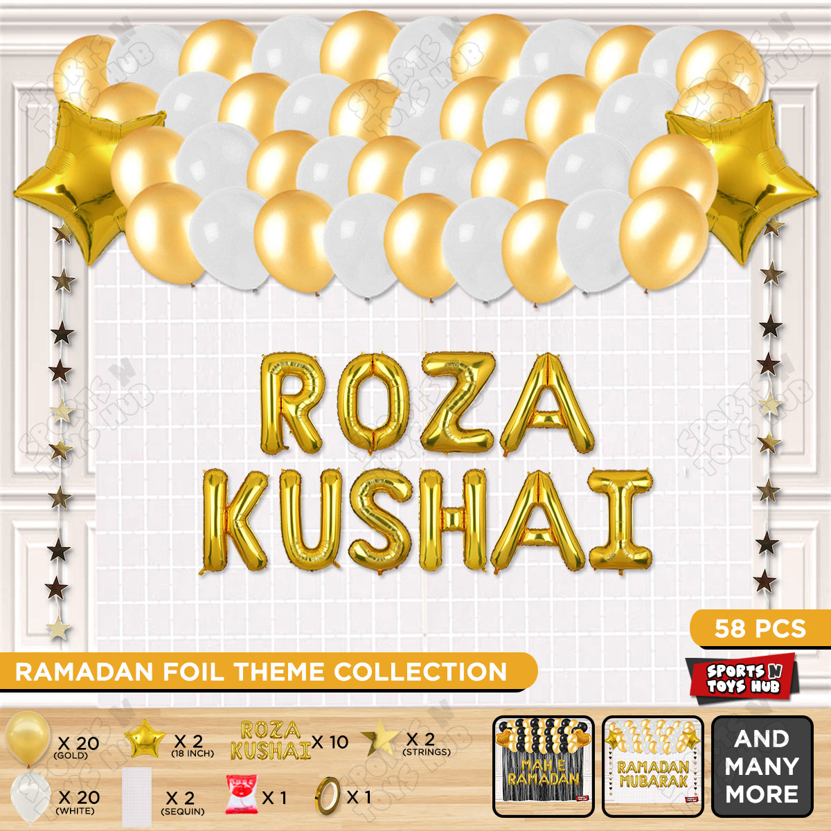 Roza Kushai Foil Balloon Rectangle Curtain Theme Collection