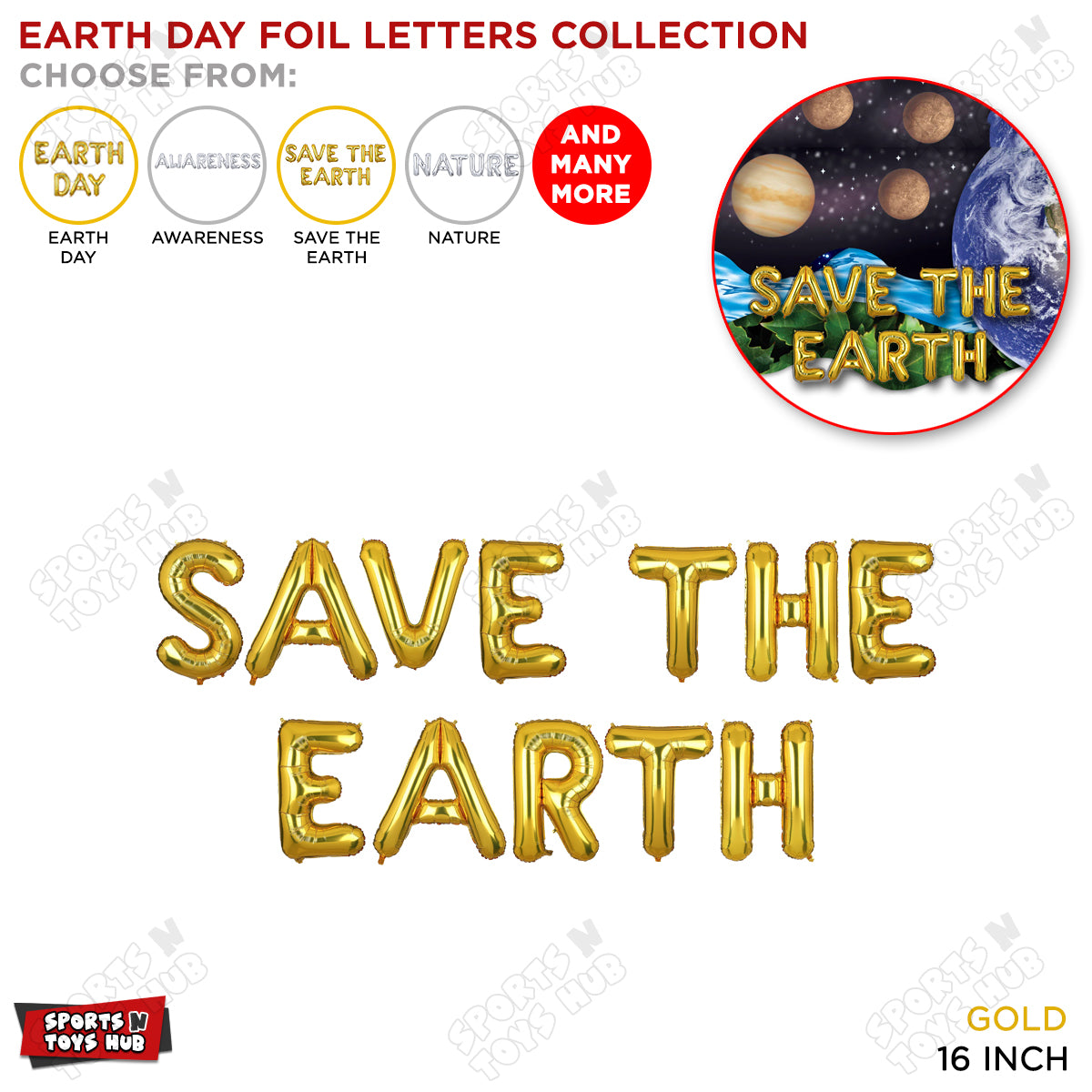 Earth Day Gold Foil Letters Collection