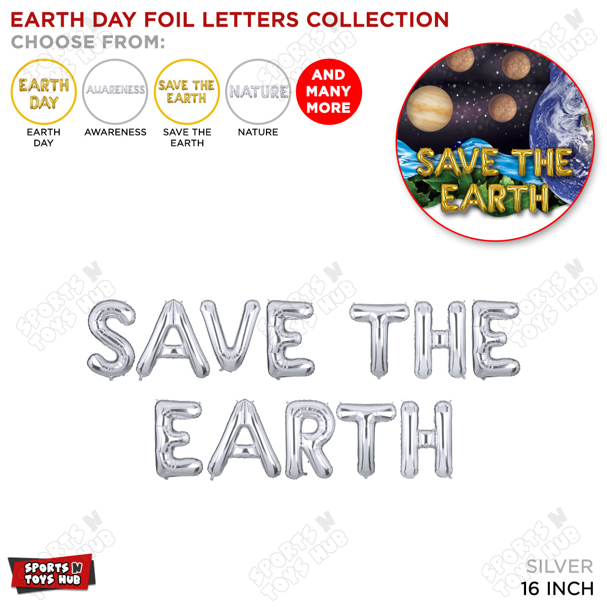 Earth Day Silver Foil Letters Collection