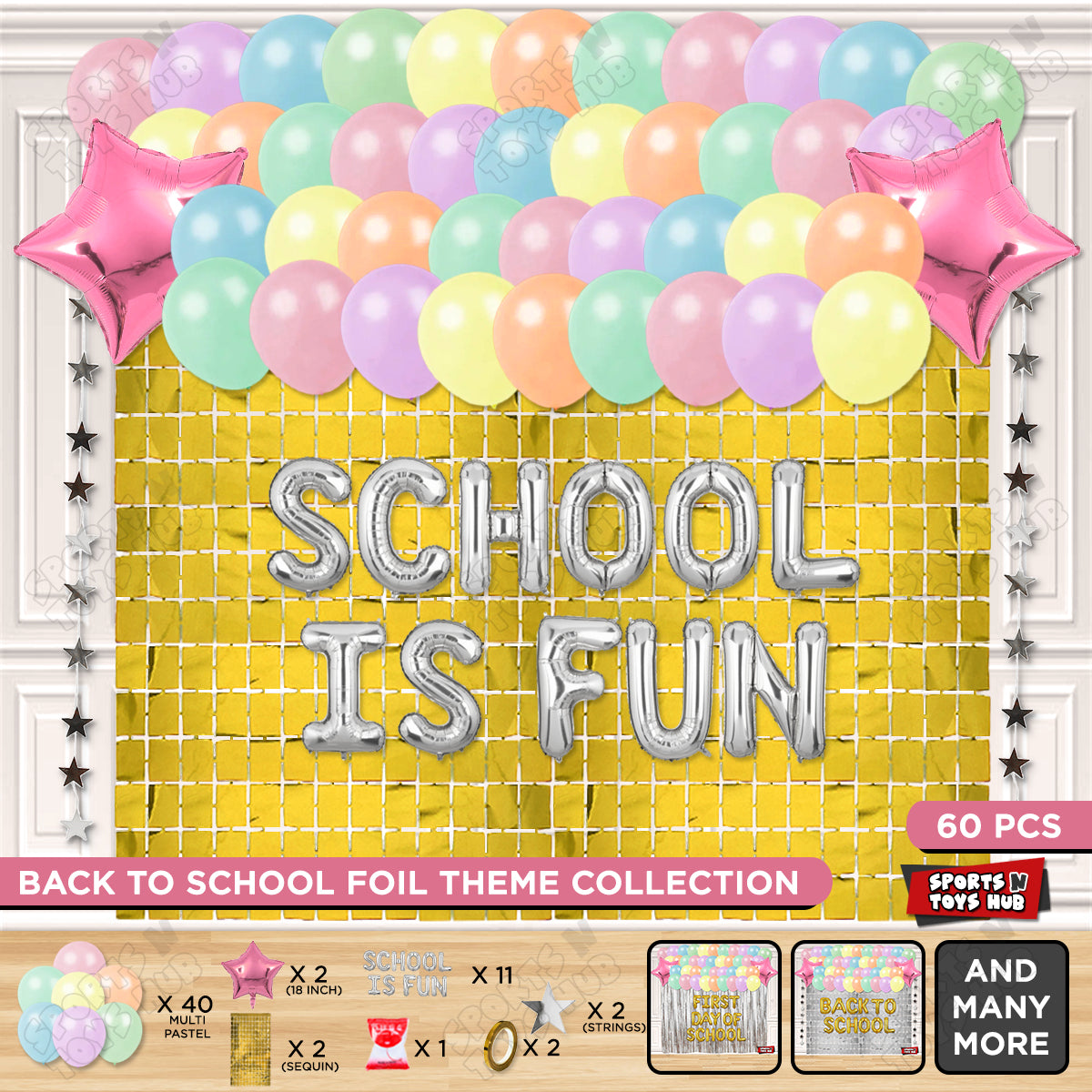 School Is Fun Foil Letters Theme Collection
