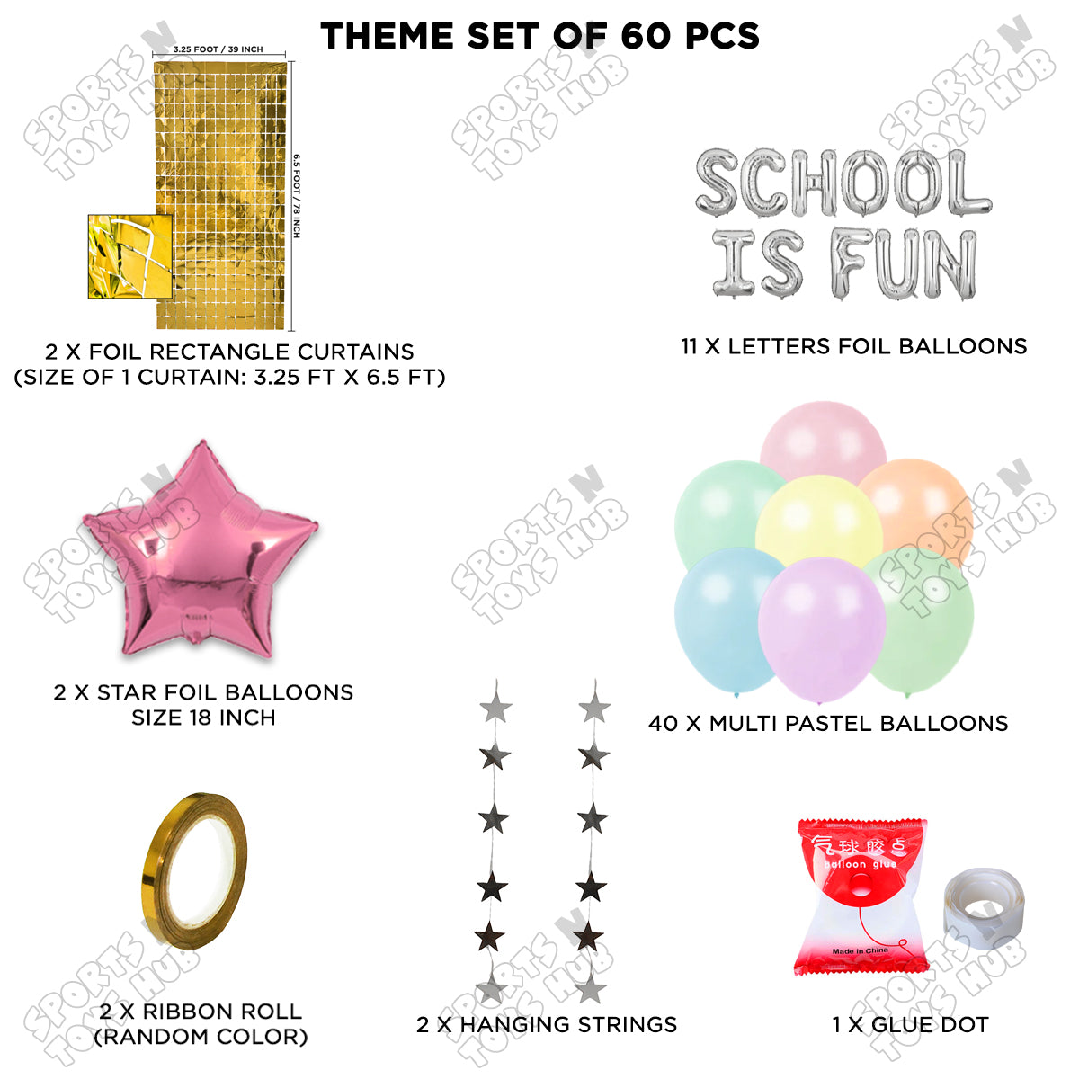 School Is Fun Foil Letters Theme Collection