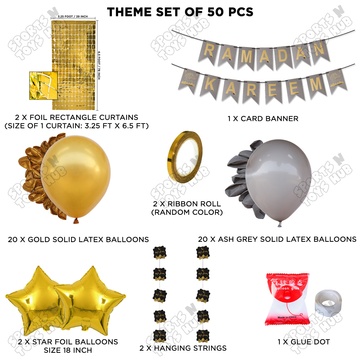 Ramadan Kareem Grey & Gold Card Banner Theme Collection