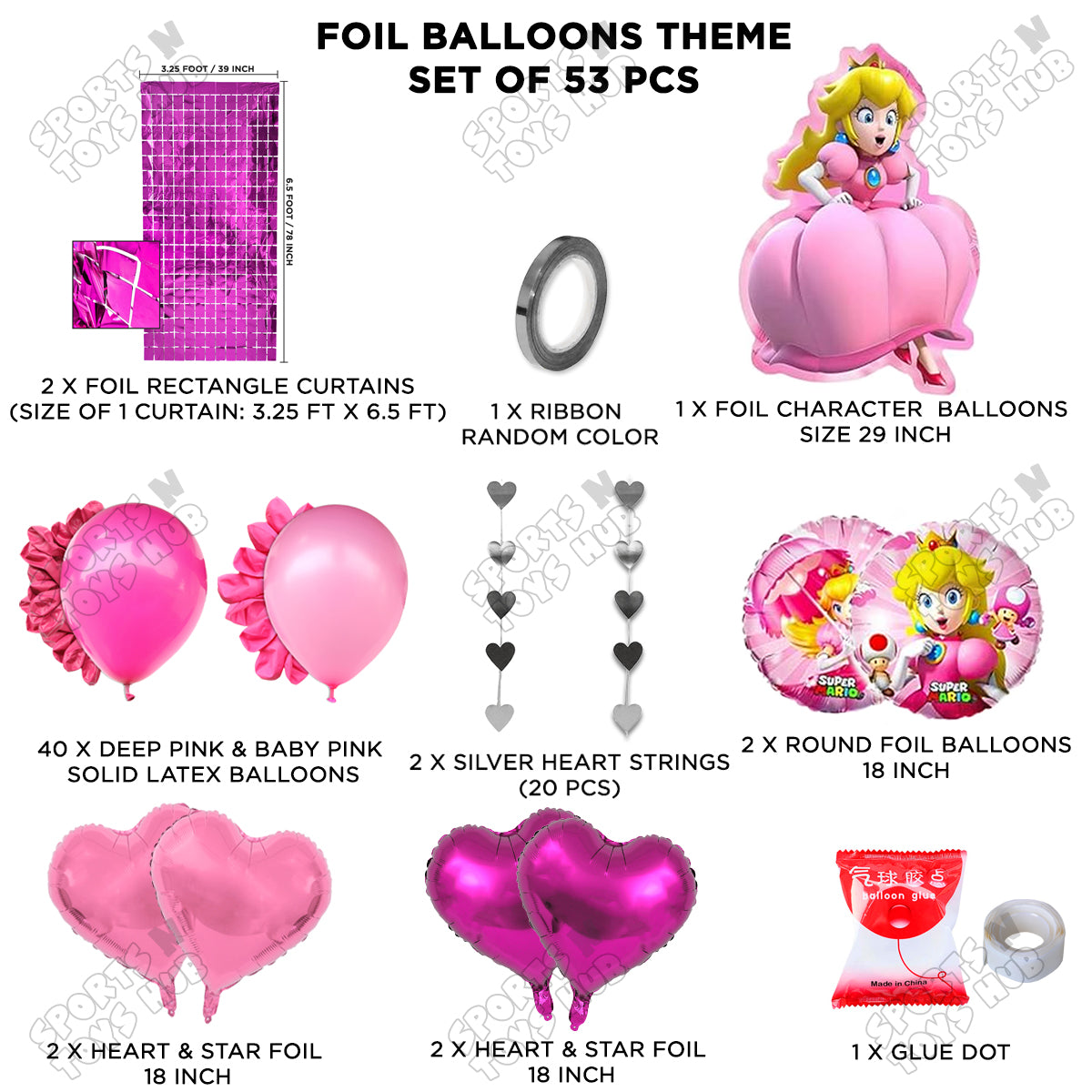 Princess Peach Foil Balloon Set Theme Collection