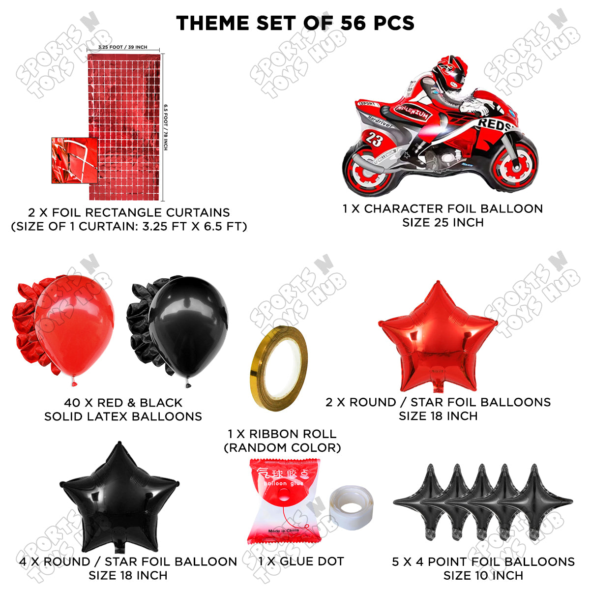 Sports Heavy Bike Foil Balloon Set Theme Collection